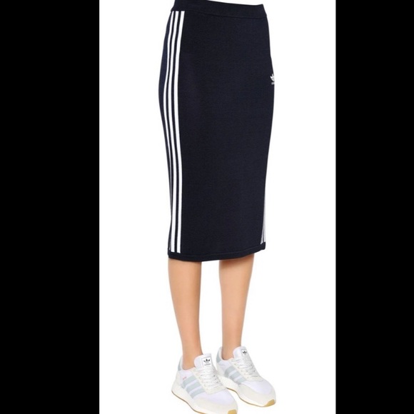 Adidas 3 stripe midi skirt, Navy, Small - Picture 4 of 5